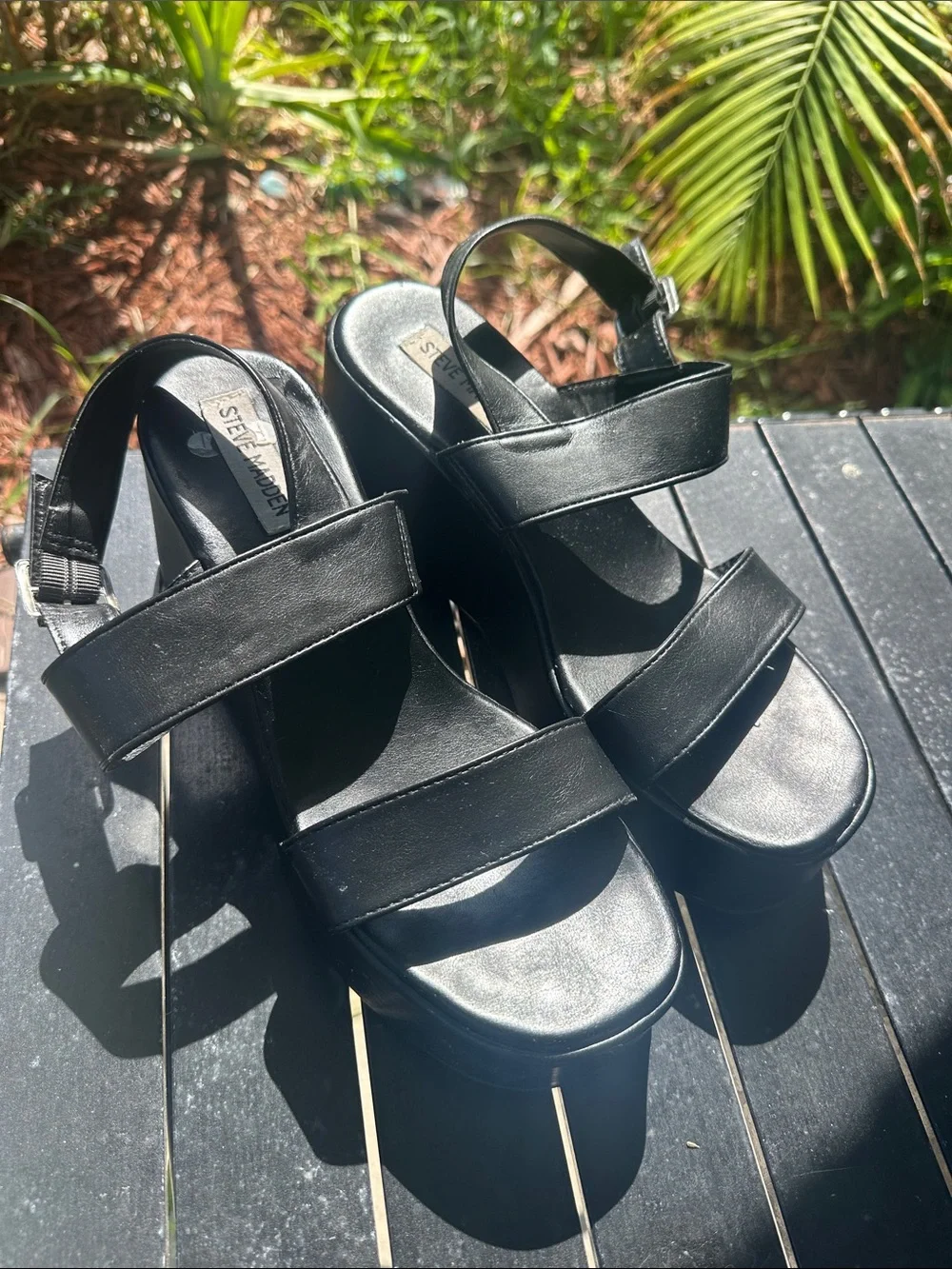 Steve Madden Black Chunky Platform Sandals